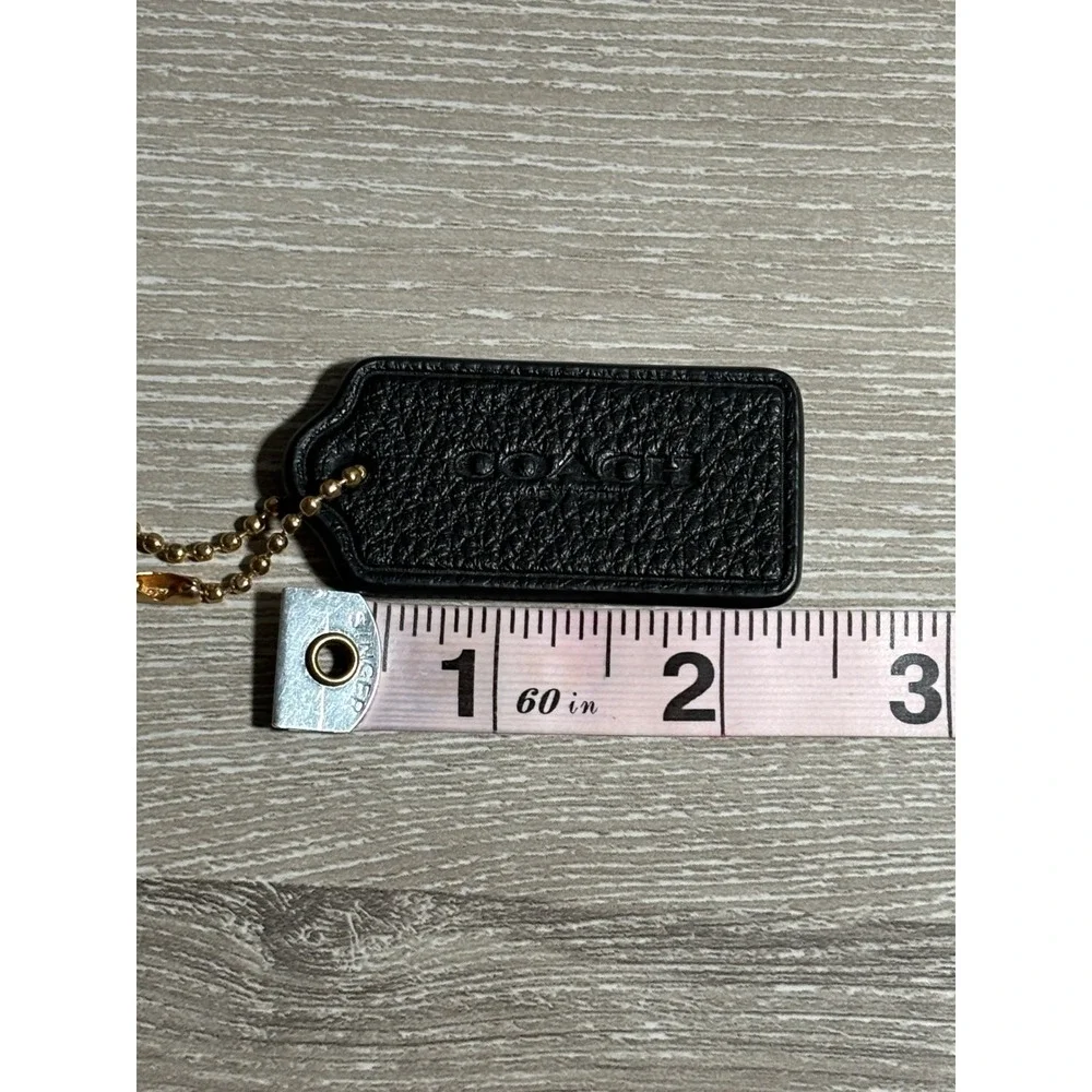 Coach Black Pebbled Leather Hangtag Replacement Gold Ball Chain Handbag Charm
